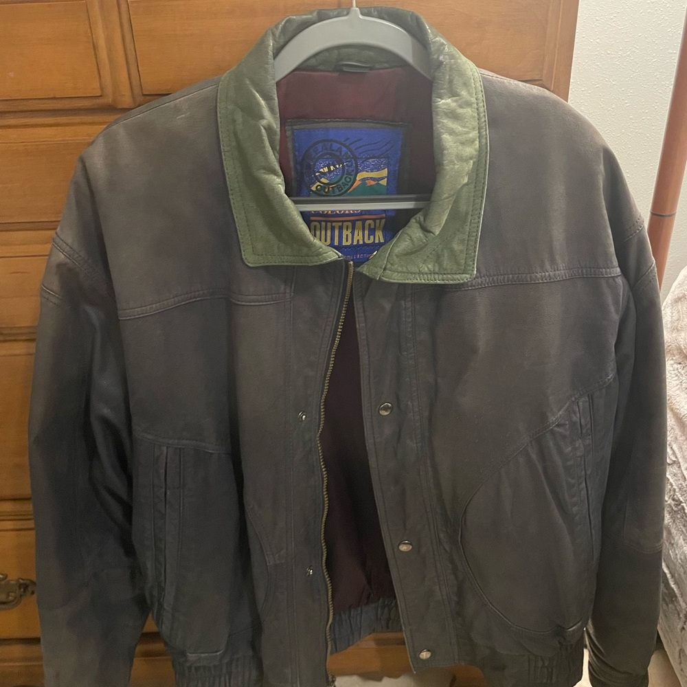 Men's Bomber Jacket with Green Accent Collar